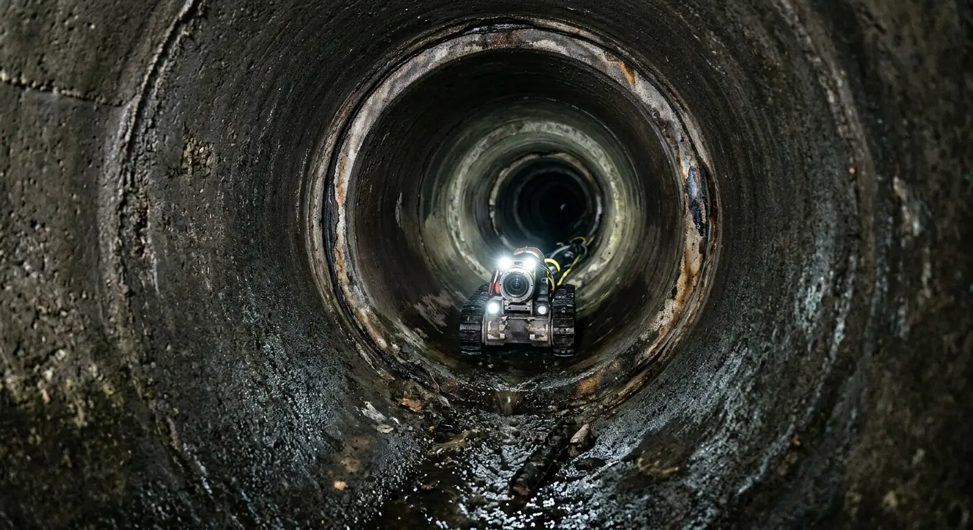 Robotic sewer camera inspecting pipe interior for Sewer Line Repair in Wyandotte